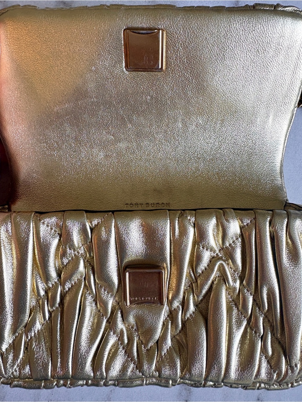 Tory Burch Kira Gold Quilted Leather Chain-Crossbody / Shoulder Bag - Picture 11 of 15